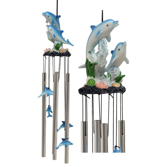 Large 70cm Dolphin Metal Wind Chime Ocean Beach Sea Themed Hanging Chimes